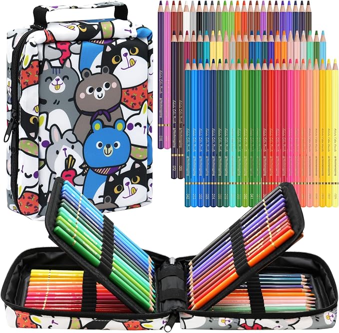 75 Pack Art Drawing Supplies Set with 72 Color Colored Pencils Kit, Eraser, and Sharpener - Perfect for Drawing and Coloring - Soft Oil-Based Cores Ideal for Artists Adults Beginners