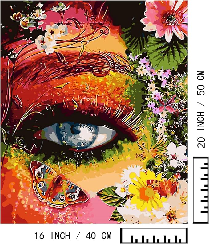 BAISITE Paint by Numbers Kit for Adults Beginners,16" Wx20 L Canvas for Painting Kits for Adults in Colorful Box-Color Eye Mother Earth 8407-Already Stretched on a Wooden Frame