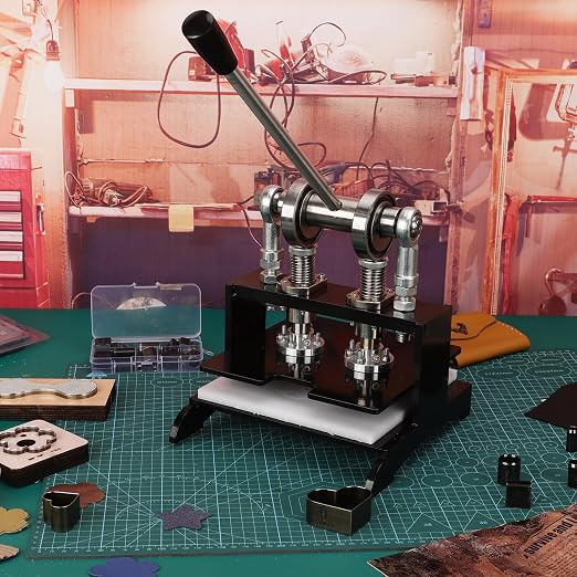 1.5Ton Leather Cutting Machine,20 * 20cm Leather Hand Press Dual Guide Shafts Die Cut Machine with 39 pcs Hole Punch Tool Set for Leathercraft,DIY & Various Materials Die Cutting