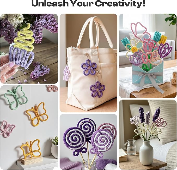Caydo Automatic i Cord Knitting Machine Pro for Fast DIY Handmade Crafts | Hands-Free Electric Yarn Knitter, Make iCord Flower Handicrafts & Romantic Home Ornament, Ideal Present for Crocheters Purple