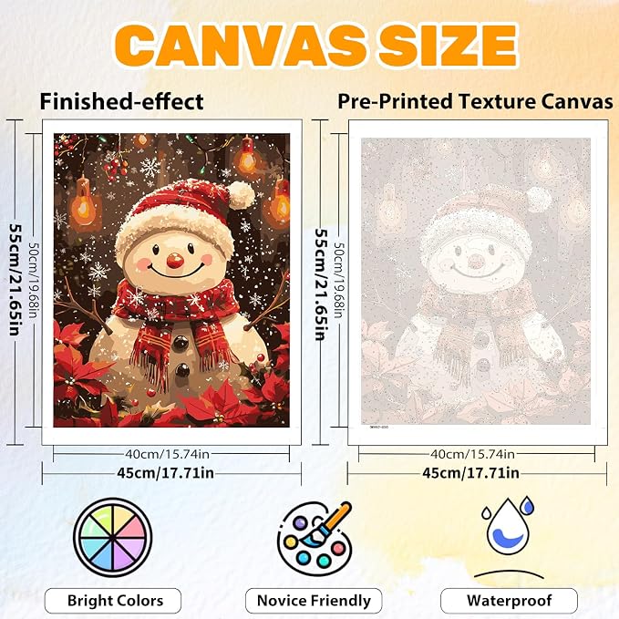 CRZMODE Christmas Paint by Numbers Kit for Adults, Snowman Paint by Numbers for Adults, Acrylic Painting Crafts for Home Decor Gift (16x20inch)