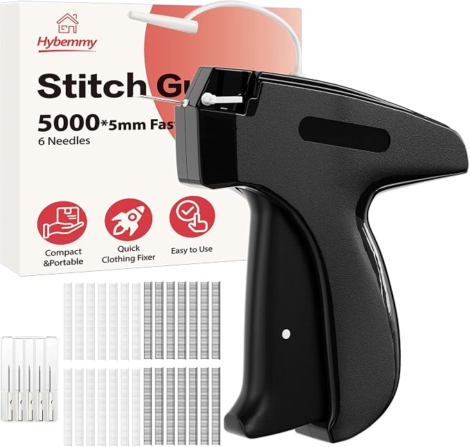 Stitch Gun for Clothes, Tagging Gun, Quick Clothing Fixer, Black