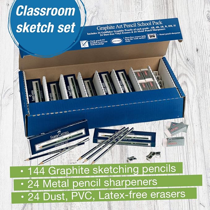 Faber-Castell Creative Studio Graphite Classroom Pack, 144 Pencils