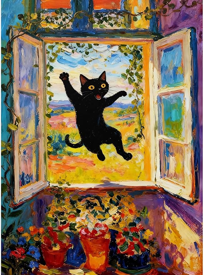 Black Cat Diamond Art Kits for Adults Cute Diamond Painting Kit Beginner
