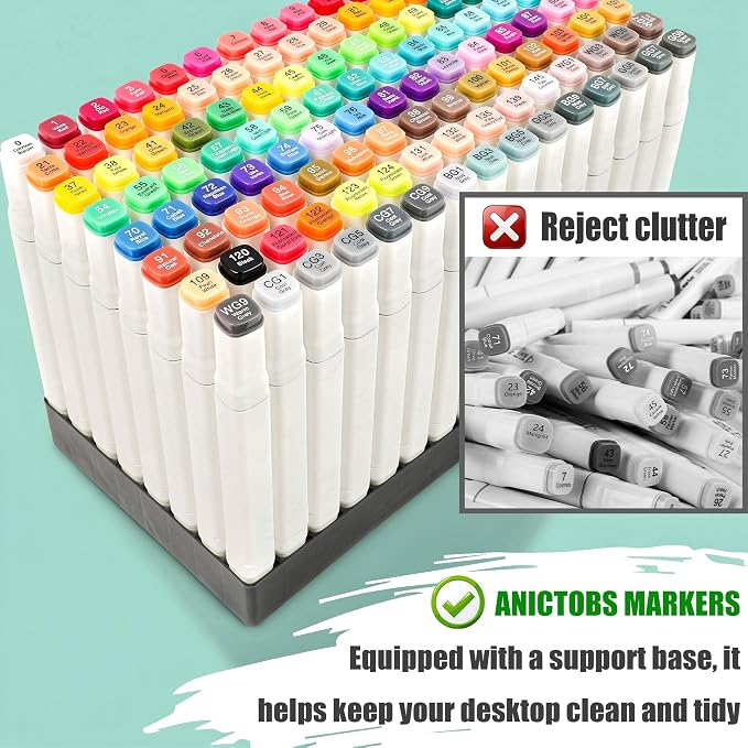 Alcohol Markers 168 Colors with Base Support, Drawing Art Markers Perfect for Students Kids and Adults Comics Sketching Illustration Artistic Creation Gift