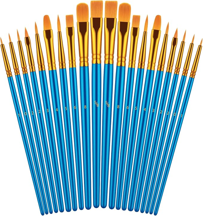 Paint Brushes Set for Acrylic Painting, 20 Pcs Oil Watercolor Acrylic Paint Brush, Artist Paintbrushes for Body Face Rock Canvas, Kids Adult Drawing Arts Crafts Supplies, Blue | Artist Paintbrushes (Nylon Hair Wood Handles) for Adult Drawing, Great for...