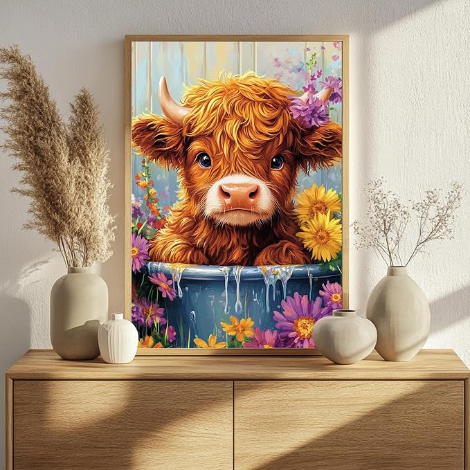 Highland Cow Paint by Numbers Kit for Adults, 16x20 inch | DIY Painting Kits Crafts for Adults, Relieve Stress, Gift, Home Wall Decor