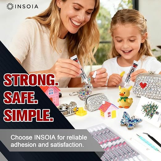 INSOIA B7000 Bedazzling Glue Tool Clear, 15 x 15ml Precision Tip