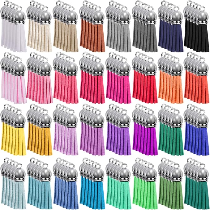SIQUK 160 Pcs Keychain Tassels Leather Tassel Bulk for DIY Keychain Craft