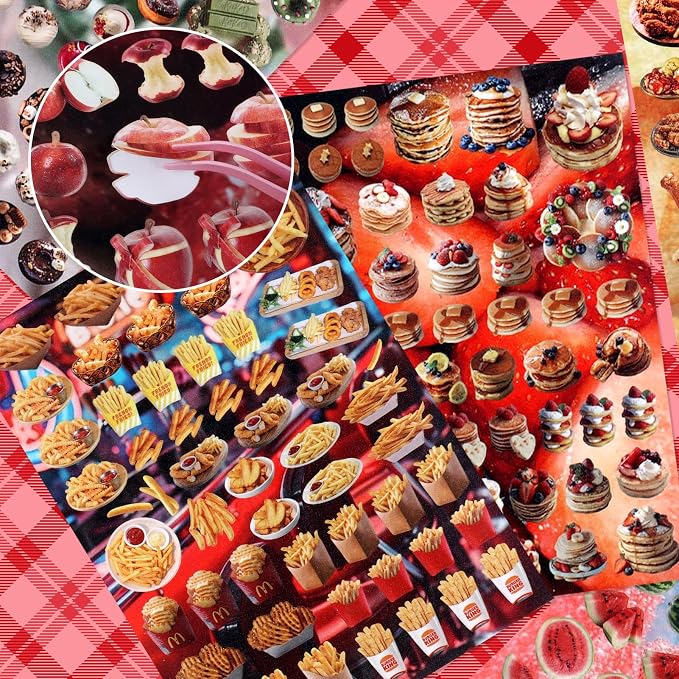 Tmtains 30 Sheets Japanese Manga Style Sticker Book 1440Pcs Heisei Retro Romantic Memory Series Manga Books Style Korean Sticker Aesthetic Japanese Stickers Book for Adults Valentine Gifts (Nice Food)