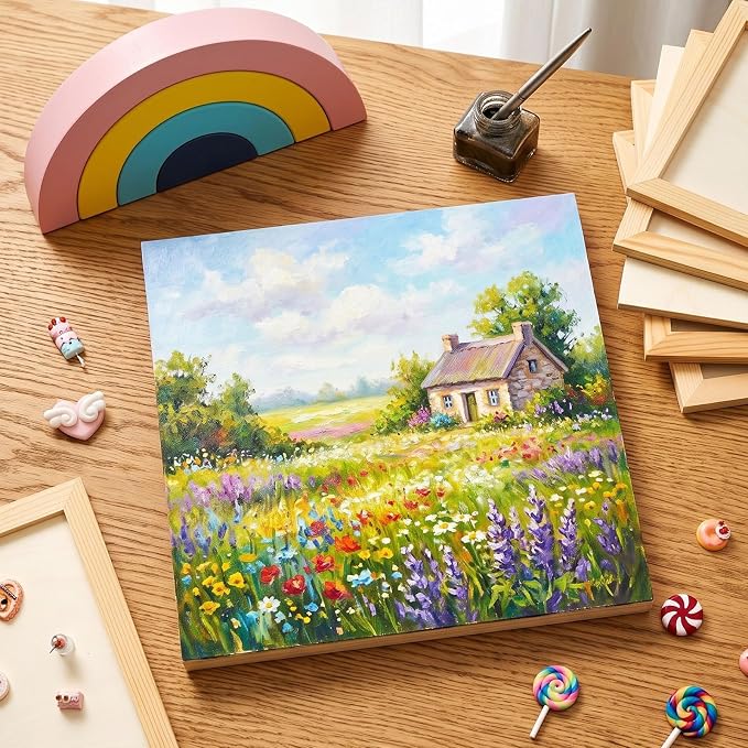 Kathfly 12 Pcs 12 x 12 Inch Wood Panels for Painting,Unfinished Boards