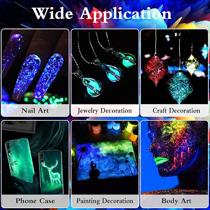 3 Box Glow in The Dark Crushed Glass Craft Glitter Fine for Resin Art, Small Broken Glass Pieces Irregular Metallic Crystal Chips Chunky Flakes for DIY Epoxy Jewelry Making Decoration（Total 150g）