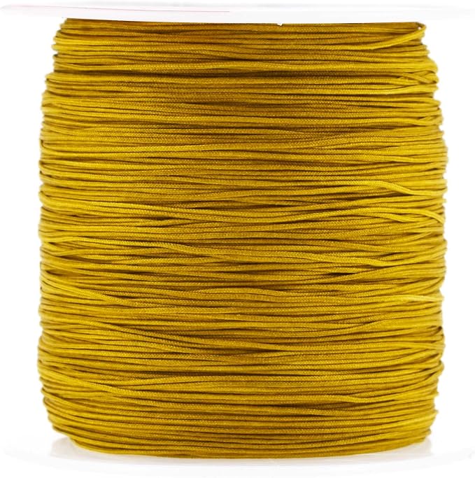 Mandala Crafts 0.5mm Gold Rattail Nylon Satin Cord for Jewelry Making