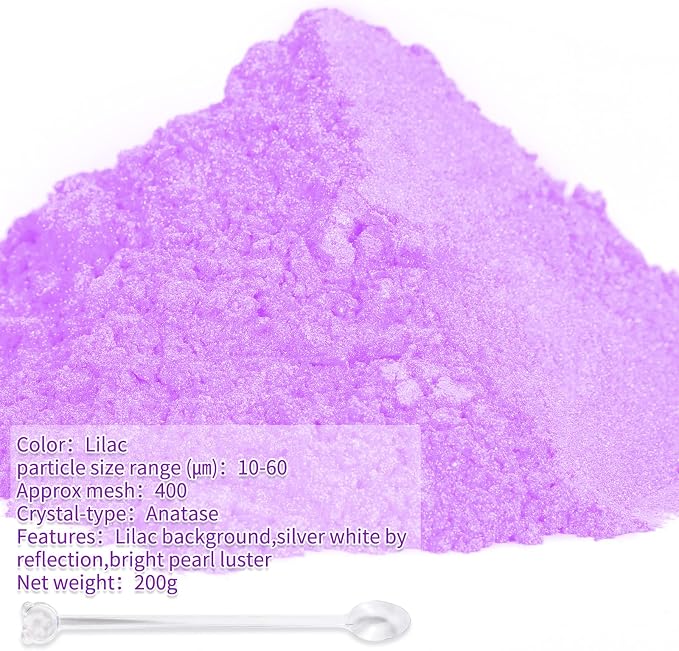 Mica Powder,7.05OZ（200g）,Lilac Mica Powder Pigment for Epoxy Resin，Lip Gloss，Paint，Dye，Soap Making，Nail Polish,Candle Making,Bath Bombs(Lilac)