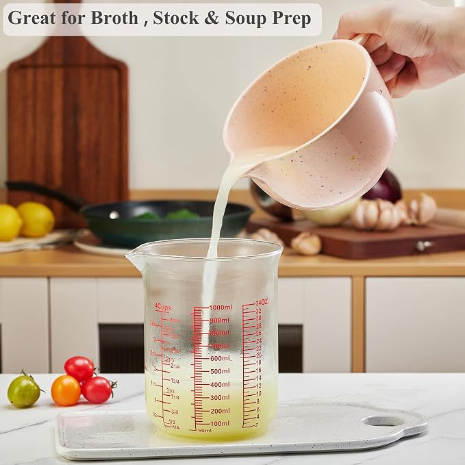 Ackers BORO3.3 Borosilicate Glass Measuring Cup with V-Spout, 1000 ml