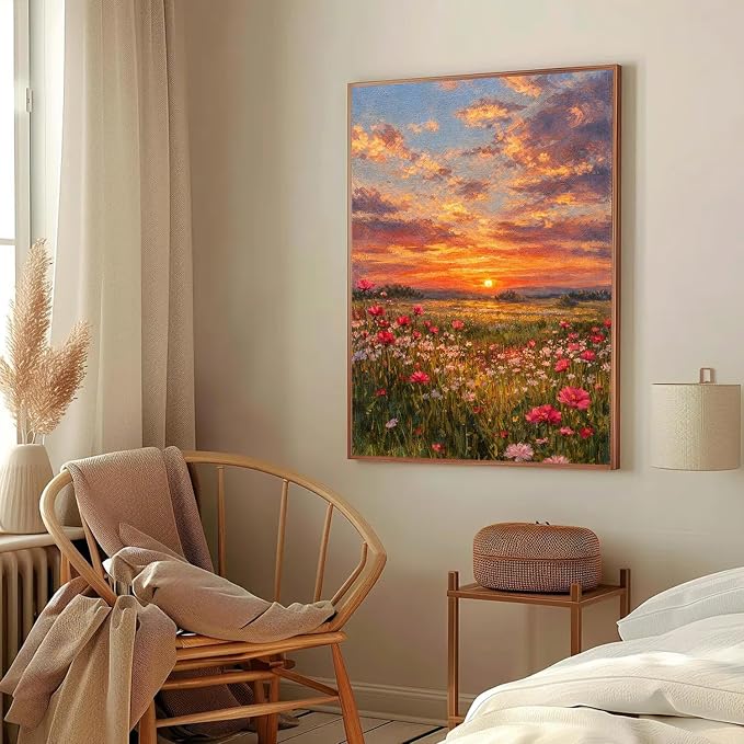 mrpwnle Landscape Paint by Numbers Kit for Adults Flowers Paint by Numbers | Landscape Adult Paint by Number Kits on Canvas, DIY Easy Acrylic Oil Flowers Paint by Numbers for Home Wall Decor 16X20 inch