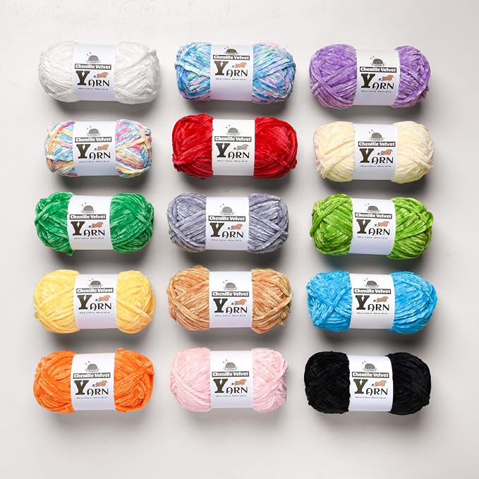 Chenille Crochet Milky White Yarn 2 Pack