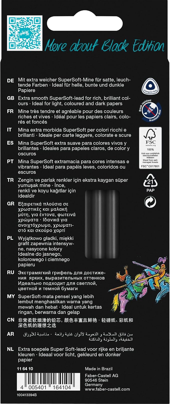 Faber-Castell Black Edition Colored Pencils, Neon & Pastel Colors