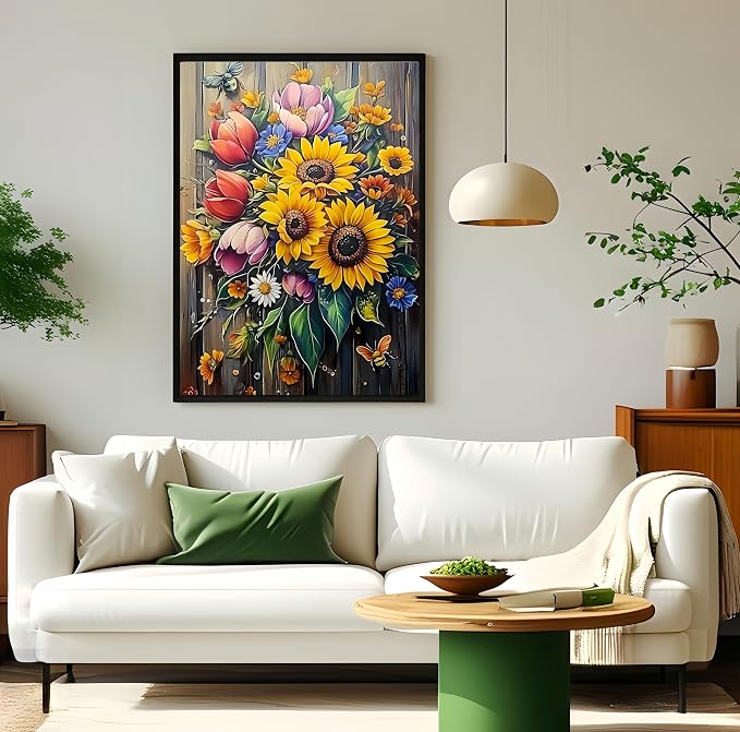 Diamond Art Kits for Adults,Sun Flower Diamond Painting Kit,11.8x15.8 Inch | 5D DIY Full Round Drill Paint by Diamonds, Relaxing Diamond Painting Dot Gem Art Craft,for Home Wall Decor Beginners