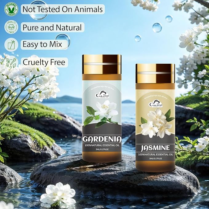 Essential Oil Set, 40 Pcs Fragrance Aromatherapy Oils for Skin, Diffusers, Home Care, Humidifier, Laundry, Candle Making - Tea Tree, Sandalwood, Lavender, Vanilla, Eucalyptus and More(5mL)