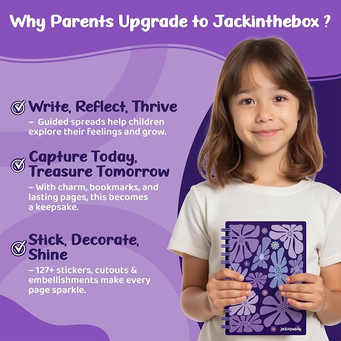 Jackinthebox Gratitude Journal Kit for 8-12 Year Old Girls, Craft Scrapbook