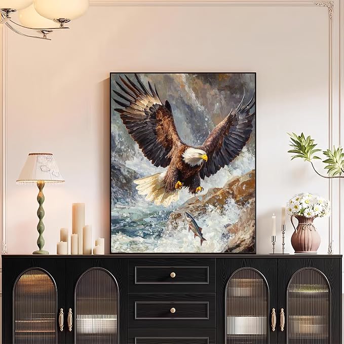 XTCIXAL Paint by Numbers Kit for Adults, Eagle, 16X20 Inch | DIY Paint by Number for Adults Beginner, High-Definition Color Canvas, Stress Relief, Home Wall Decor, Gifts, Unframed