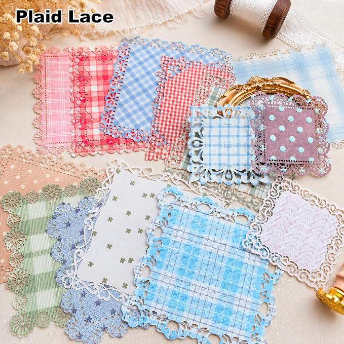 84 Sheets Lace-Edged Scrapbook Paper, 6 Themes Embossed Scrapbooking Paper