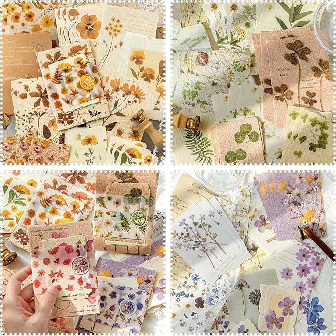 120 Pcs Floral Textured Scrapbook Paper Junk Journal Supplies Stationery