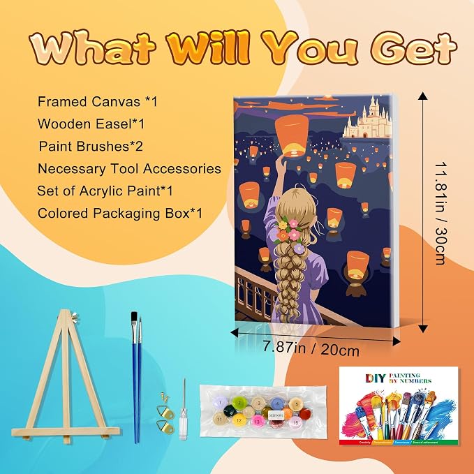 SmartEZ Paint by Numbers Kit for Adults with Frame, Castle Paint by Number | Adult Paint by Number Kits with Frame for Gift, Home Wall Decor, 7.87x11.81 Inch