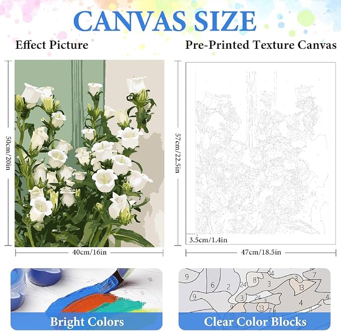 ZRIZQ Flowers Paint by Numbers Kit for Adults Beginner,Lily,16x20