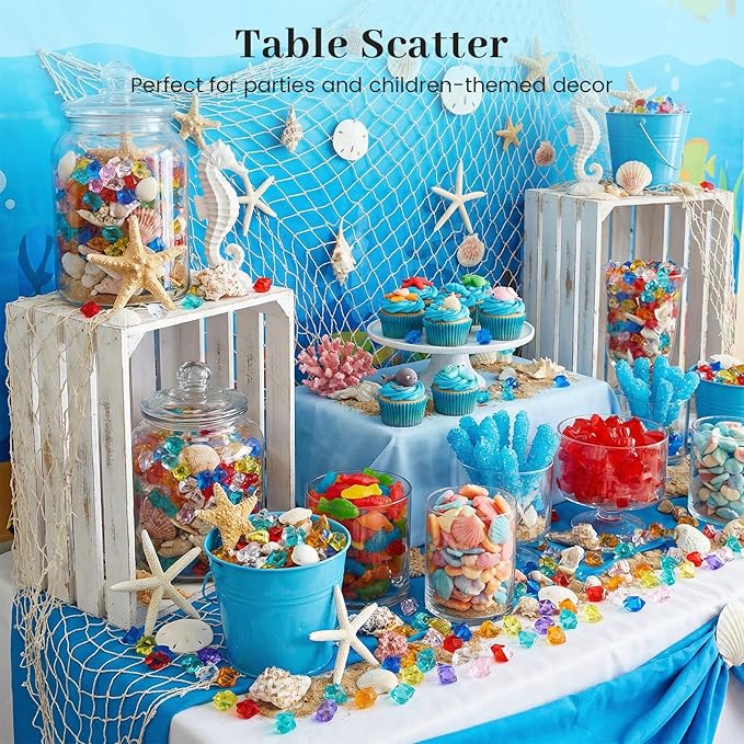 DOMESTAR 150 PCS Multicolored Acrylic Fake Gems, Ice Rocks for Vase Fillers