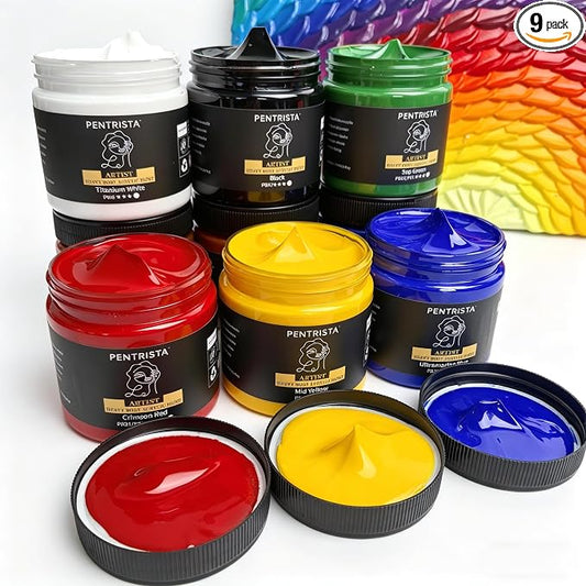 Professional Heavy Body Acrylic Paint Set, 9 Colors 220ml/7.44oz