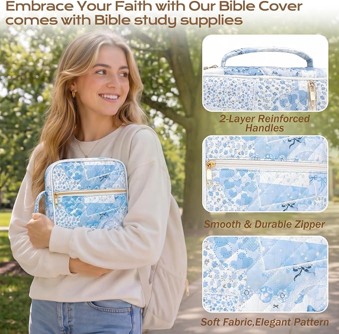 XKDOUS Bible Cover Case for Women Bible Bag Journaling Kit w/Study Supplies