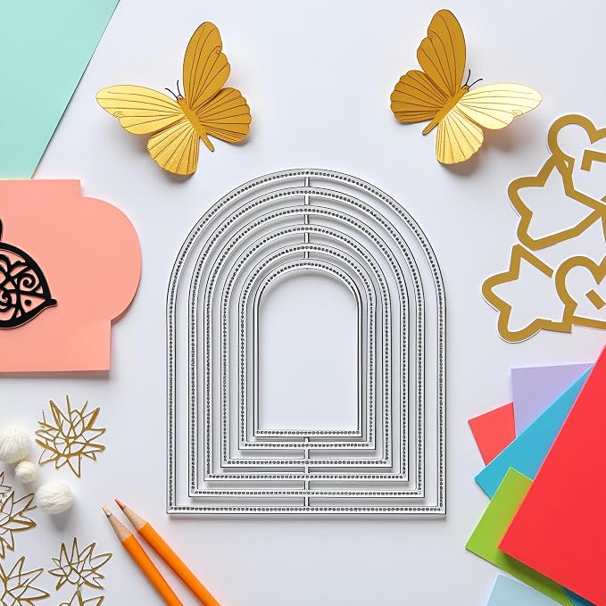 Overlap Arched Border Metal Cutting Dies for Card Making Kit Embossing Paper Die Cuts Scrapbook Machine Stencils Storage Pockets Supplies, Scrapbooking