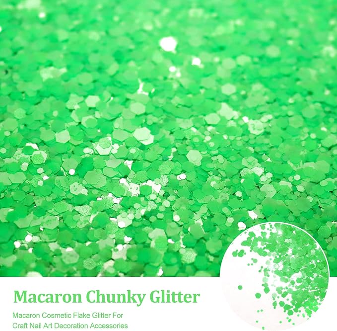 Renfio Green Chunky Glitter,1.76oz/50g Apple Green Resin Glitter