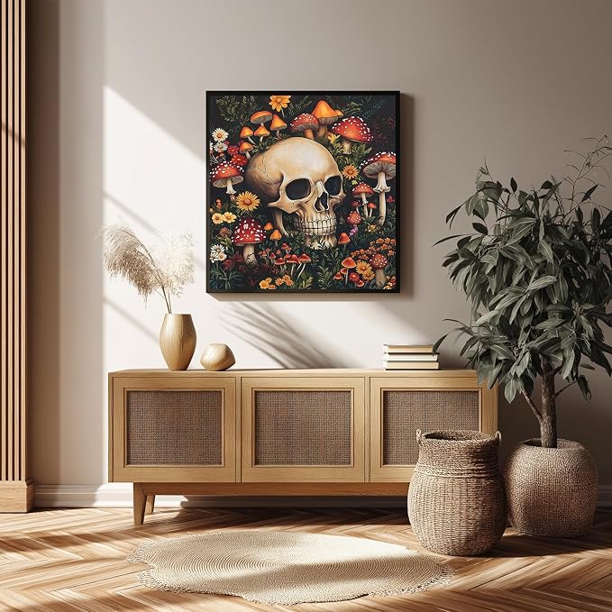 Skull Paint by Numbers Kit for Adults, 16x16 inch | DIY Painting Kits Crafts for Adults, Relieve Stress, Gift, Home Wall Decor