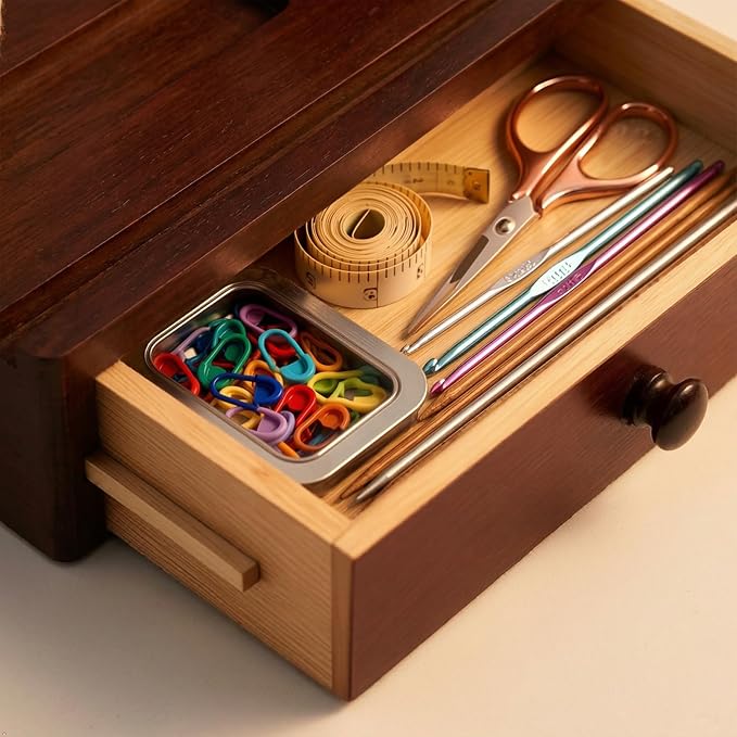 Ojdn hvy Upgrade Yarn Holder for Crocheting, Larger Size Wooden Magnetic Rotating Yarn Spinner with 2 Spindles, Large Storage Box, Perfect Crochet Gift for Knitting Lovers, Women, Mom, Grandma