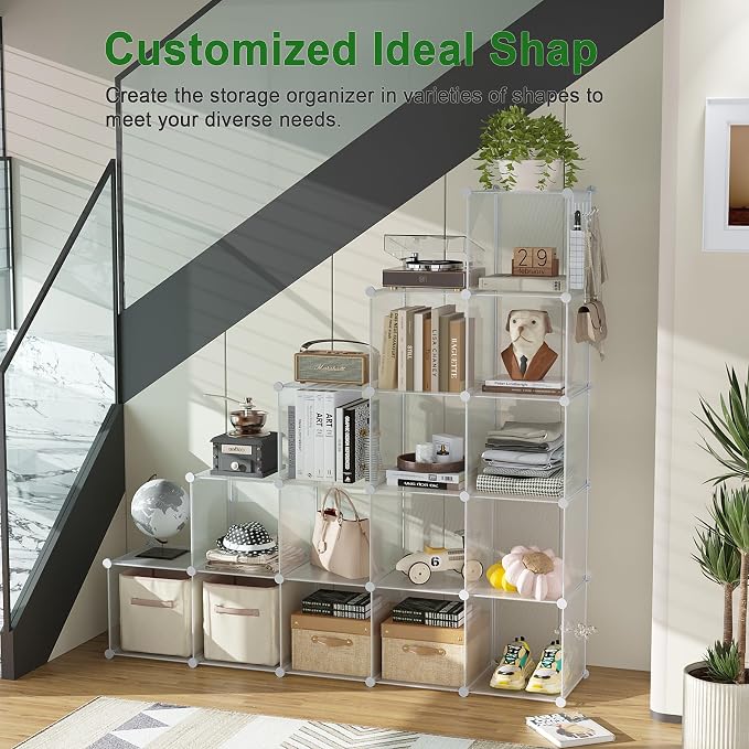 C&AHOME 16 Cube Storage Organizer Cube Shelves Units Storage Cubes, Twill