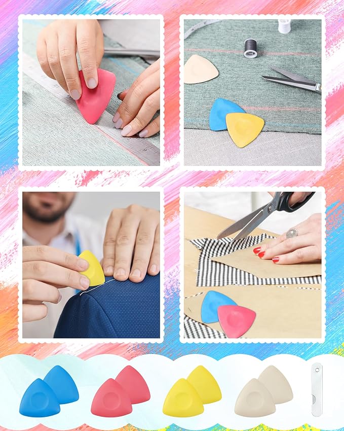 FIVEIZERO 4Pcs Tailors Chalk,Triangle Sewing Chalk for Fabric,Washable Marks,Fabric Markers for Quilting,Tailoring and DIY Crafts