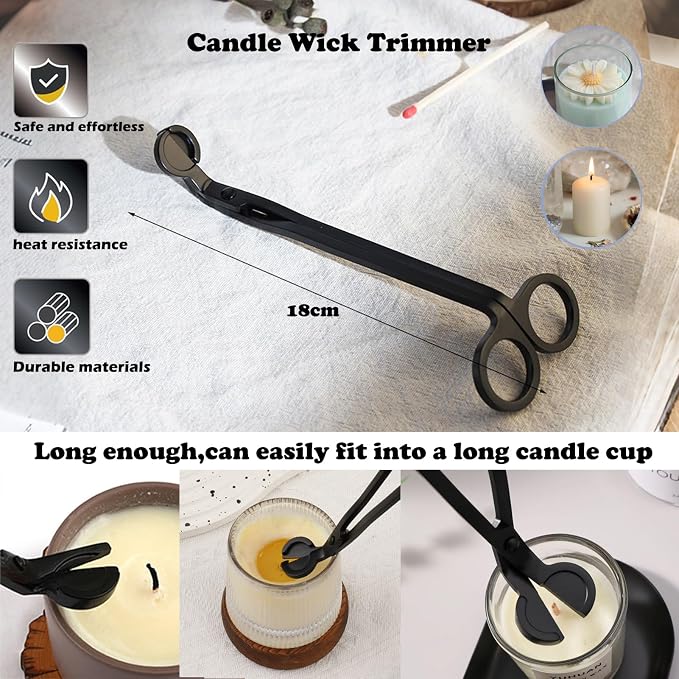 133PCS Candle Making Kits with Candle Wick Trimmer(7IN),Mold Hook Punch Needle Wick for Inserting Wick,Big Hole Long Needle,Cotton Wick with Metal Sustainer Tabs,Wick Stickers with The Little ‘‘Tail’’