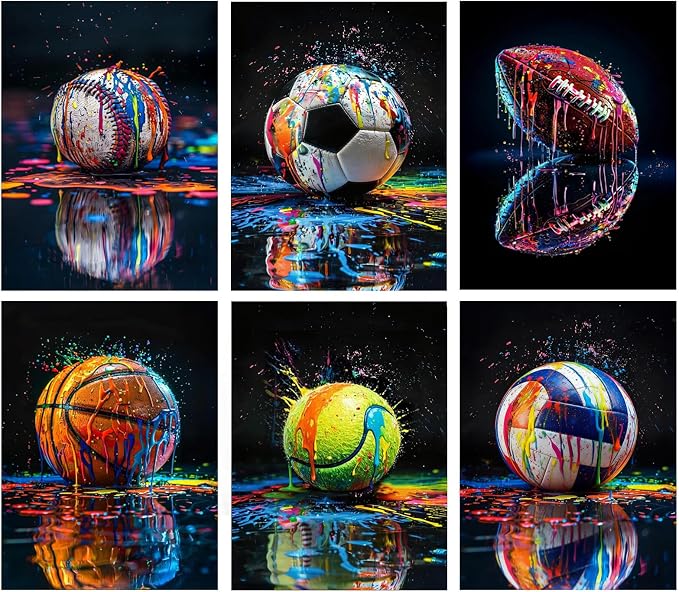 Amaieuin 6 Pack Ball Sports Diamond Art Kits for Adults Beginners 10x12inch