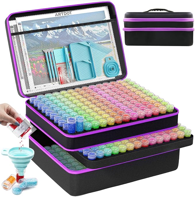 ARTDOT 420 Slots Storage Container for Diamond Art Kits for Adults,Portable Bead Storage Boxes for Diamond Painting Accessories and Tools