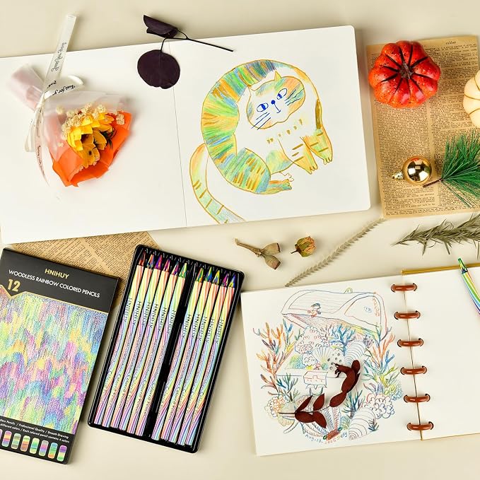 Woodless 4 Colors in 1 Full Core Rainbow Colored Pencils