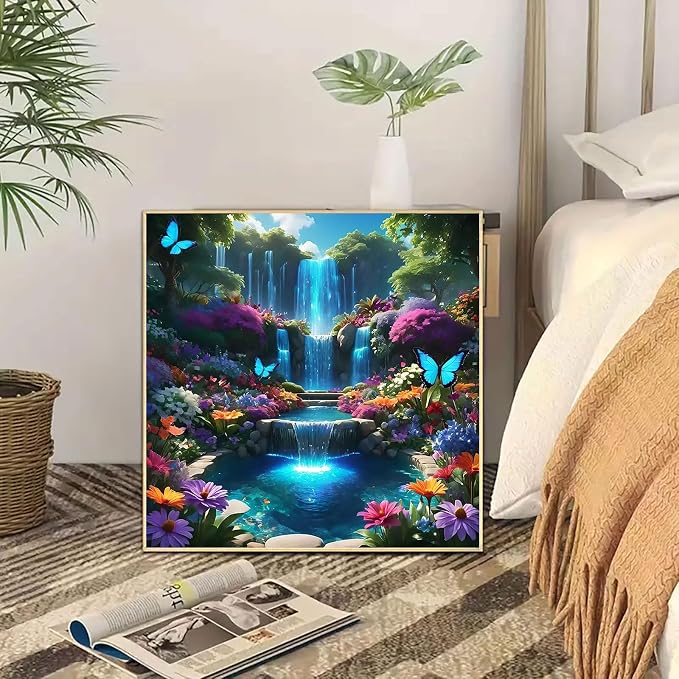 5D Landscape Scenery Diamond Art kits for Adults Beginners 13.7x13.7inch | Waterfall Diamond Painting Kit, DIY Full Round Drill Paint by Diamonds Dot Gem Art for Adult, Home Wall Decor