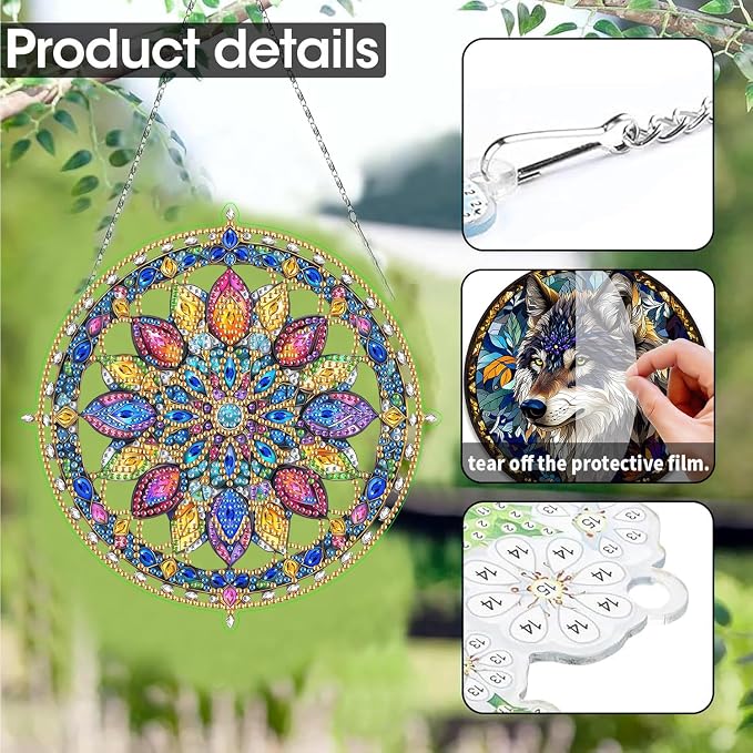SKRYUIE Flower Hanging Pearl Diamond Art Kits for Adults Suncatcher A29