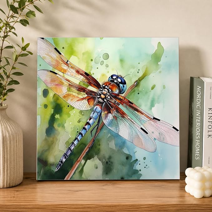 AUKELHJ Framed Paint by Numbers Kit for Adults, Dragonfly, 10x10 inch