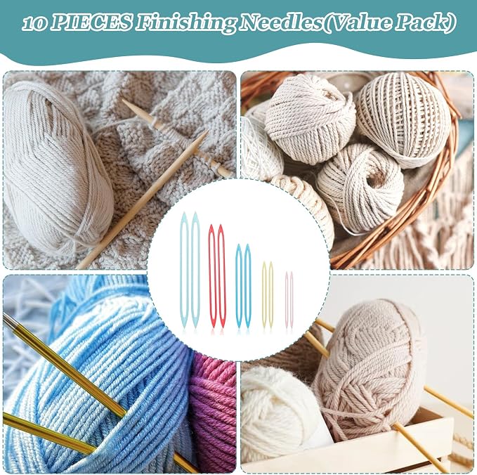 WJIAAA Large Eye Finishing Yarn, 10pcs Knitting Needles for Sewing Weaving in Ends,Knitting Crochet Darning Tapestry Plastic Needles for Thick Bulky Yarn