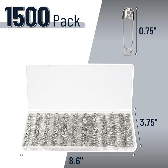 Mr. Pen- Small Safety Pins, 0.75 Inch, 1500 Pack, Silver
