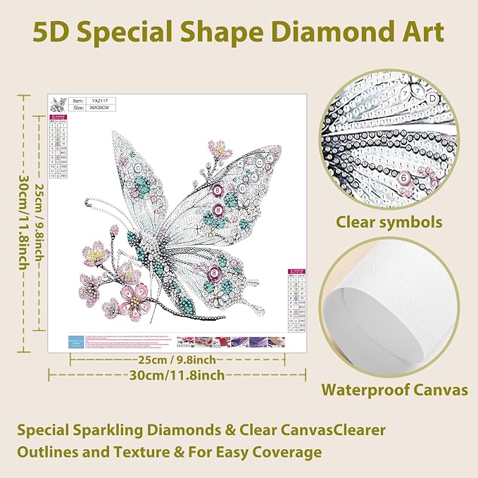 Butterfly Diamond Art Kits for Adults Special Shape Diamond Painting