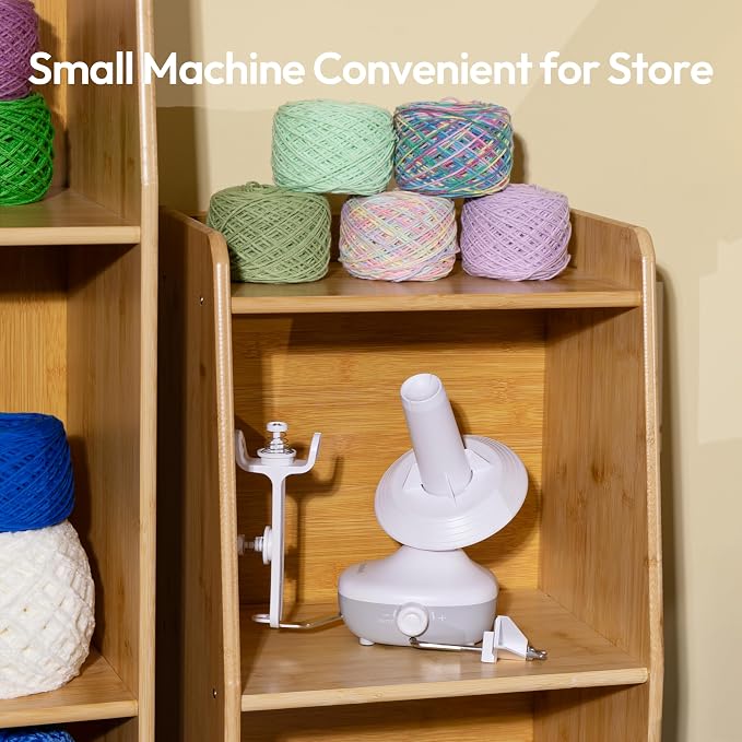 Yarn Winder Electric, Auto Compact Cake Winding for Knitting Lovers | Perfect Yarn Organizer with Strong Tension & Adjustable Speed, Efficient Large Capacity Yarn Ball Spinner for Crafters, White